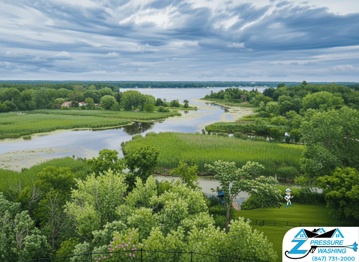 Z Pressure Washing avatar looking over the vast spring marsh area leading out to the Chain-o-Lakes of Antioch Township, IL.